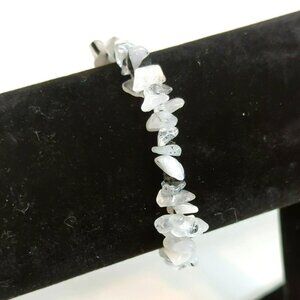 Black & White Quartz Chip Stretch Bracelet Gemstone Chakra Style